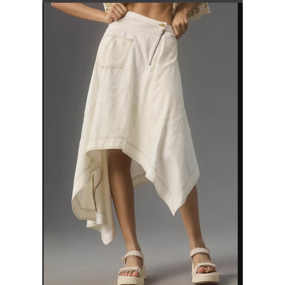 Pilcro Asymmetrical Denim Midi Skirt - New Size 10 - Picture 4 of 10